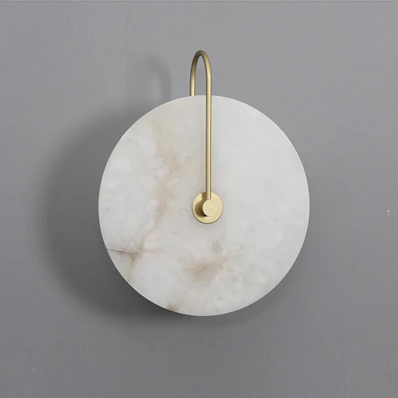 Afralia™ Marble Circular Wall Lamp, Minimalist Nordic Designer LED Lights for Bedroom & Study