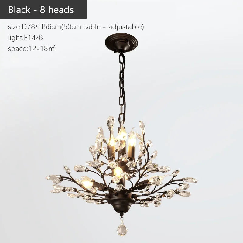 Afralia™ Nordic Crystal Chandelier: Retro Candle LED Pendant Lamps for Living Room