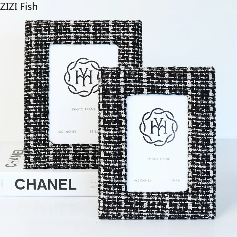 Afralia™ 6x7 Inch Fabric Framed Portrait Photo Frame for TV Cabinet Decor