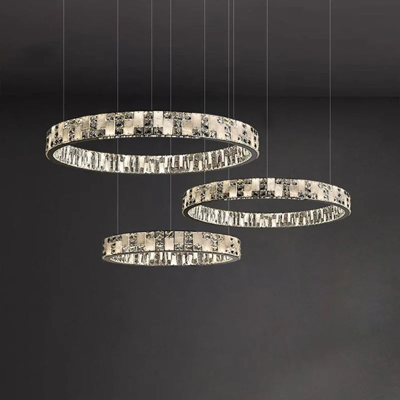 Afralia™ Crystal Lustre Circle Chandelier LED Lights - Modern Luxury Minimalism décor