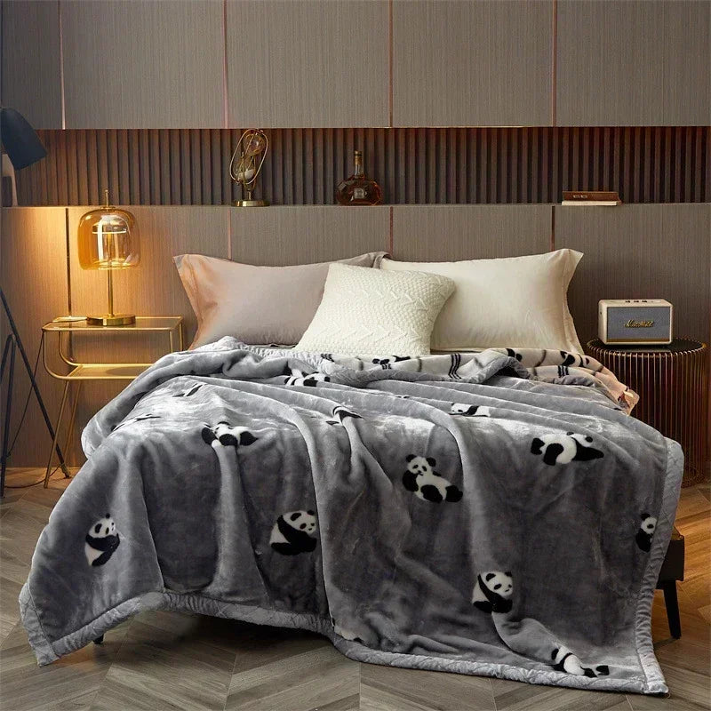 Afralia™ Cozy Flocked Raschel Blanket | Soft & Warm Double-Sided Winter Bedding