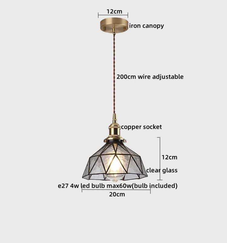 Afralia™ Copper Glass LED Pendant Lights Modern Hanging Lamp for Bar Bedroom Living Room