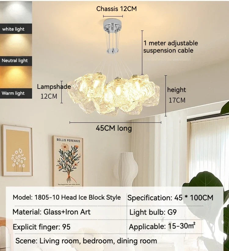 Afralia™ Iced Crystal Chandeliers: Nordic Milan LED Hanging Lights for Living Room