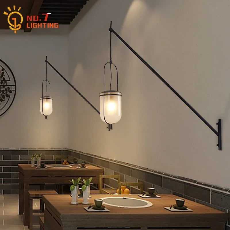 Afralia™ Industrial Retro Swing Arm LED Wall Lamp for Restaurant Loft Decor