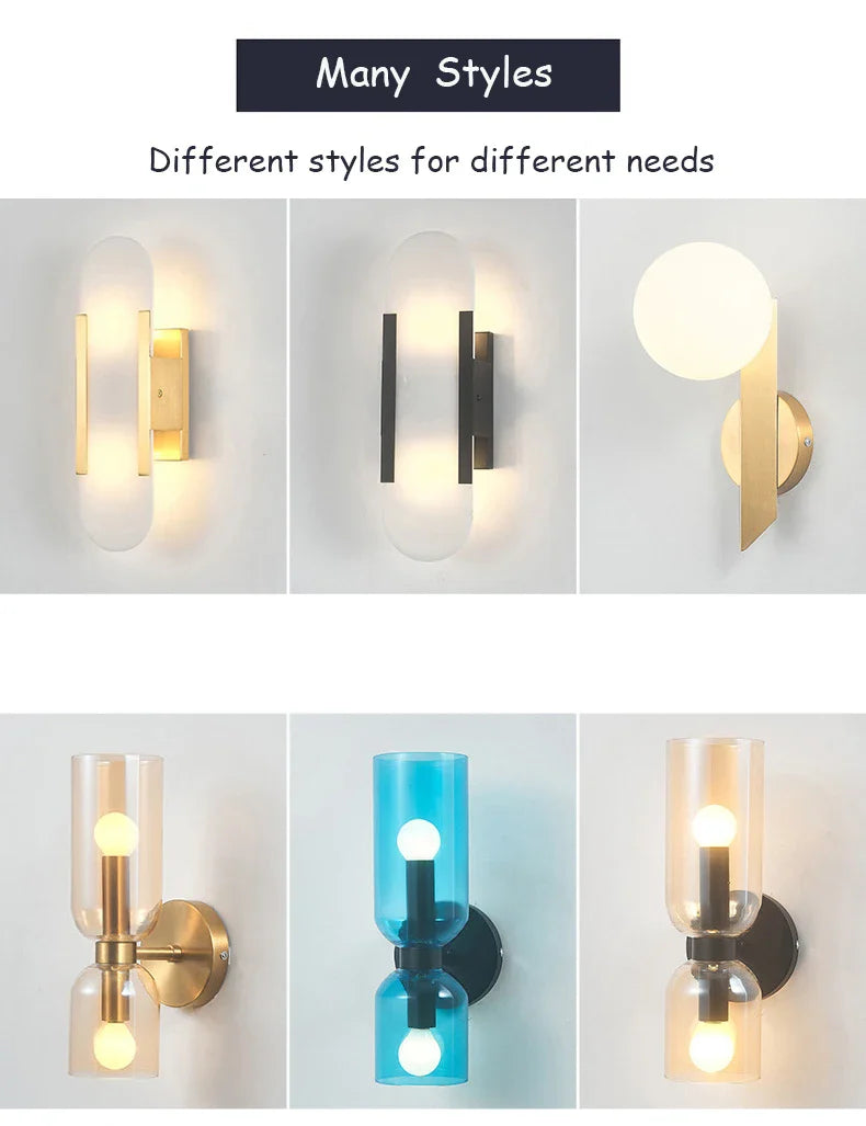 Afralia™ Scandinavian Brass Wall Sconce Glass Shade for Modern Living Room Lighting