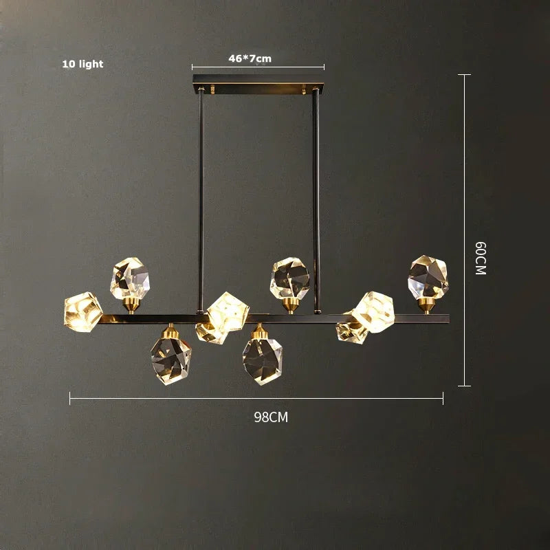 Afralia™ Modern Gold Black Crystal Chandelier LED Light