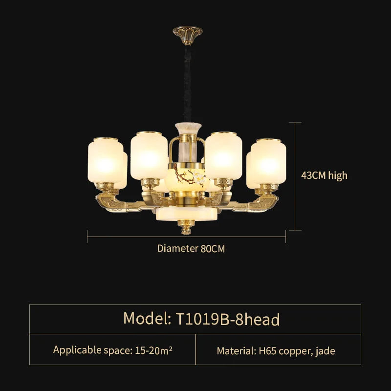 Afralia™ Vopper Jade Lamp: Modern Chinese Chandelier for Living & Dining Rooms