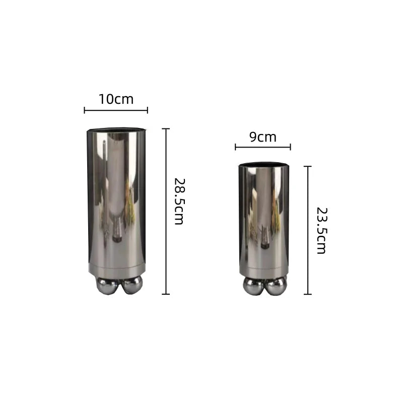 Afralia™ Silver Geometric Ball Glass Vase: Abstract Cylinder Floral Arrangement Accessory