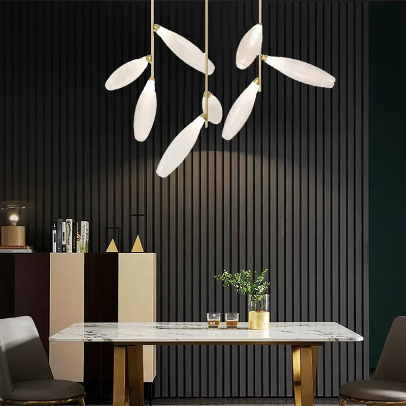 Afralia™ Oval Glass LED Chandelier for Staircase and Living Room