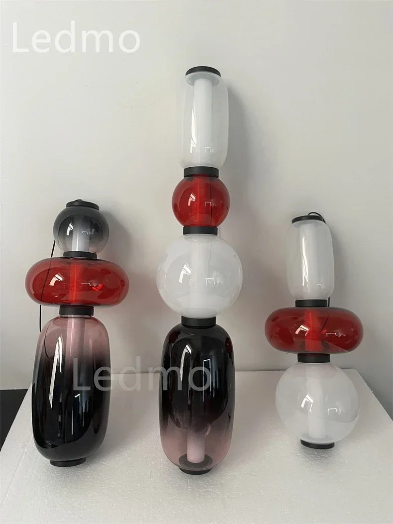 Afralia™ Candy Glass Ceiling Hanging Chandelier for Loft Living Room