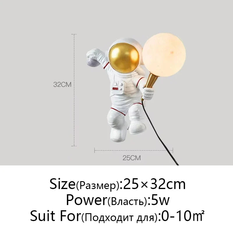 Afralia™ Astronaut Moon Planet Table Lamp Night Light Bedroom Decor Spaceman Theme