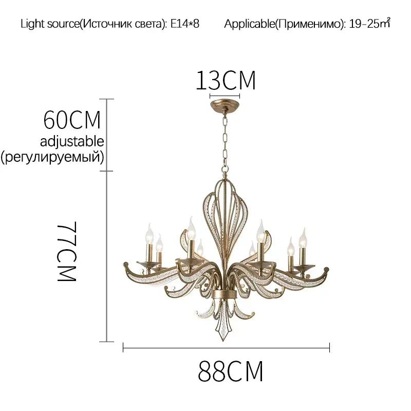 Afralia™ French Candle Design Crystal Chandelier LED Pendant Lighting for Home Décor