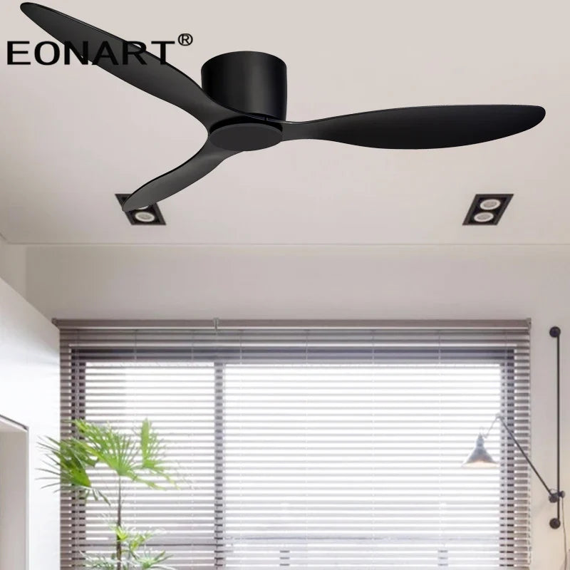 Afralia™ 52" Black DC Ceiling Fan with LED Light and Remote Control