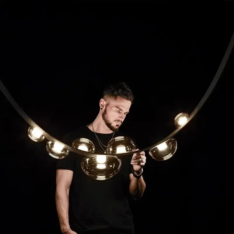 Afralia™ Designer Leather Loft Chandelier Pendant Light for Living Room Hotel Staircase