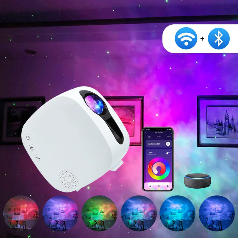 Afralia™ Starry Sky Projector: WiFi, Bluetooth, APP Control Night Light for Bedroom Decor