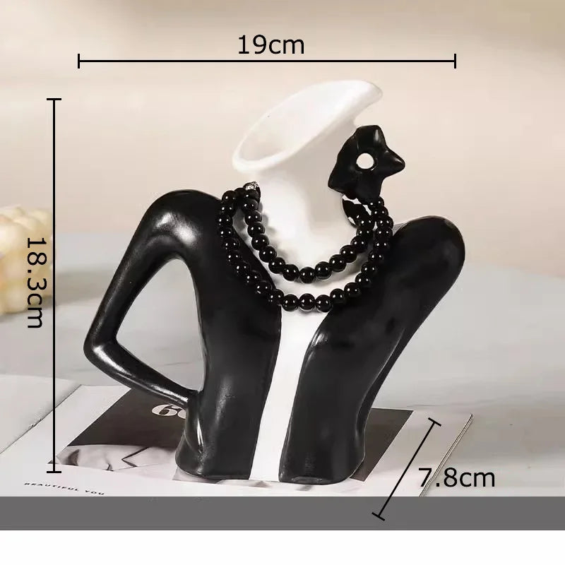 Afralia™ Elegant Dames Ceramic Vase Figure Flower Pot Desk Decoration Room Decor