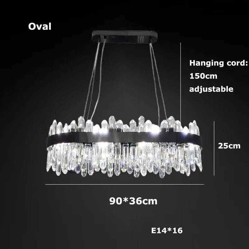 Afralia™ Modern Gold/Black Crystal Chandelier, Adjustable Dining Room Ceiling Fixture