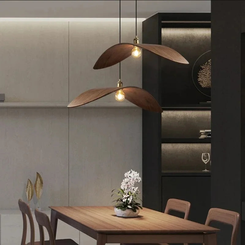 Afralia™ Wood Pendant Light for Villa Loft Decor LED Dining Room Hanging Lamp