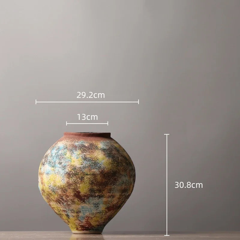 Afralia™ Retro Colorful Graffiti Ceramic Vase - Home Decor Handicrafts Bouquet Holder