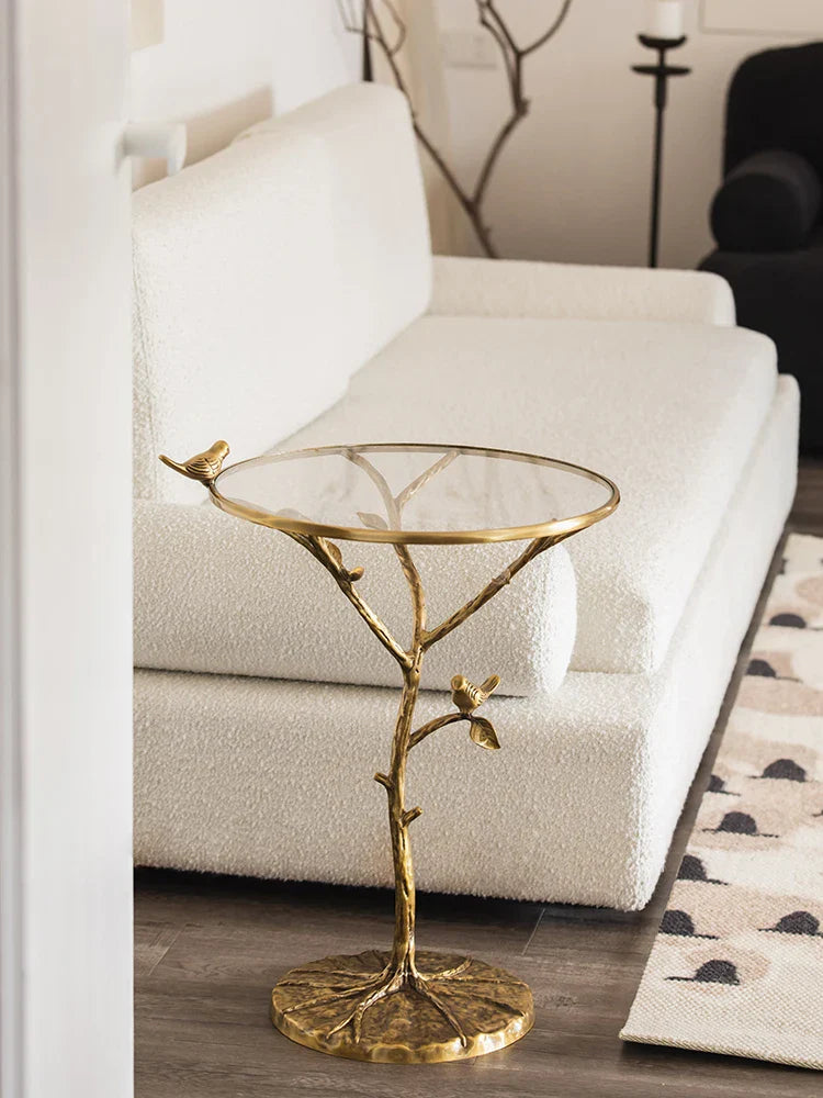 Afralia™ Brass Bird Side Table - Luxury Living Room Sofa Table for Creative Home Decor