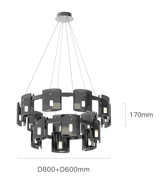 Afralia™ Elegant Smoky Glass Chandelier Ceiling Lighting for Dining Living Bedroom