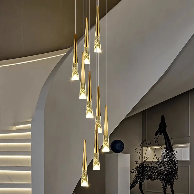 Afralia™ Nordic Home Decoration Stair Chandelier Living Room Dining Pendant Lights Ceiling Lighting