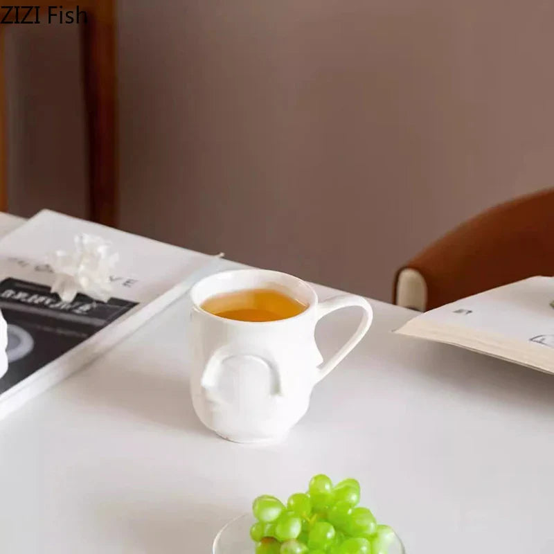 Afralia™ Ceramic Face Mugs: Creative Design Coffee Cup, Tea Cup, Juice Container