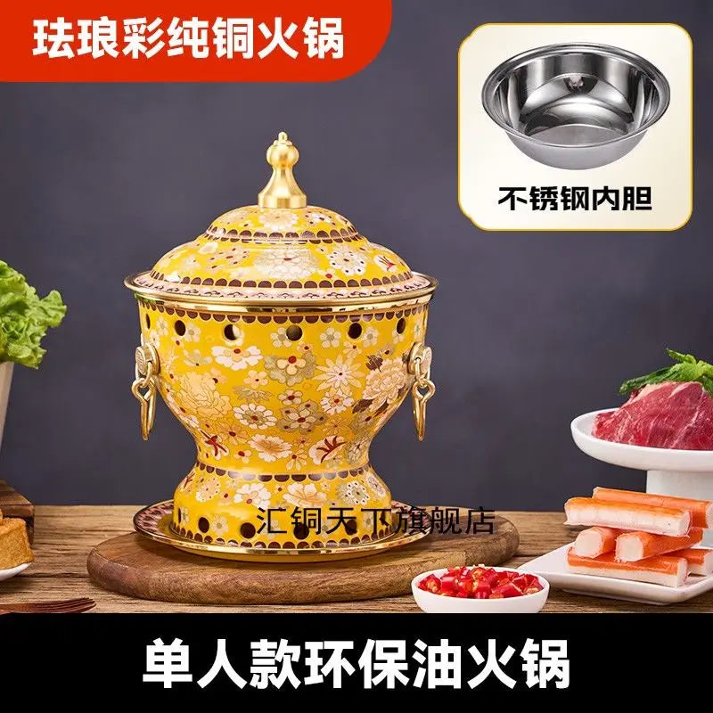 Afralia™ Enamel Copper Hot Pot for Eco-Friendly Cooking