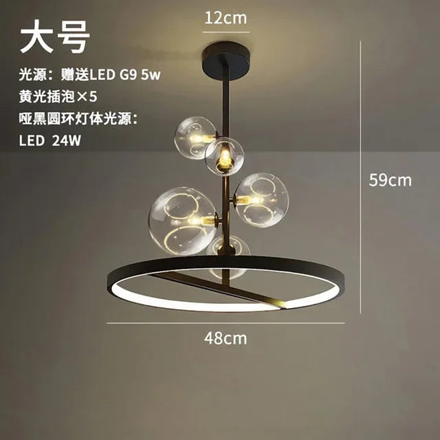 Afralia™ Glass Ball LED Chandelier: Modern Nordic Style for Living, Dining, Kitchen, Study