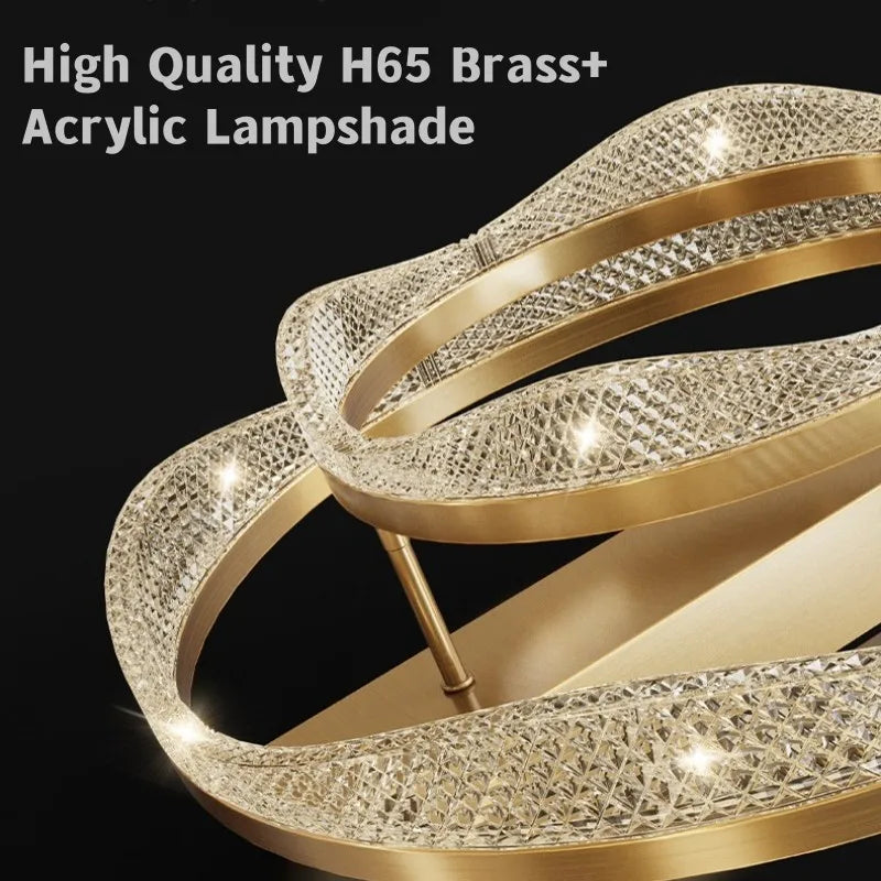 Afralia™ Nordic Brass LED Ceiling Chandelier Light for Living Room, Bedroom, Foyer