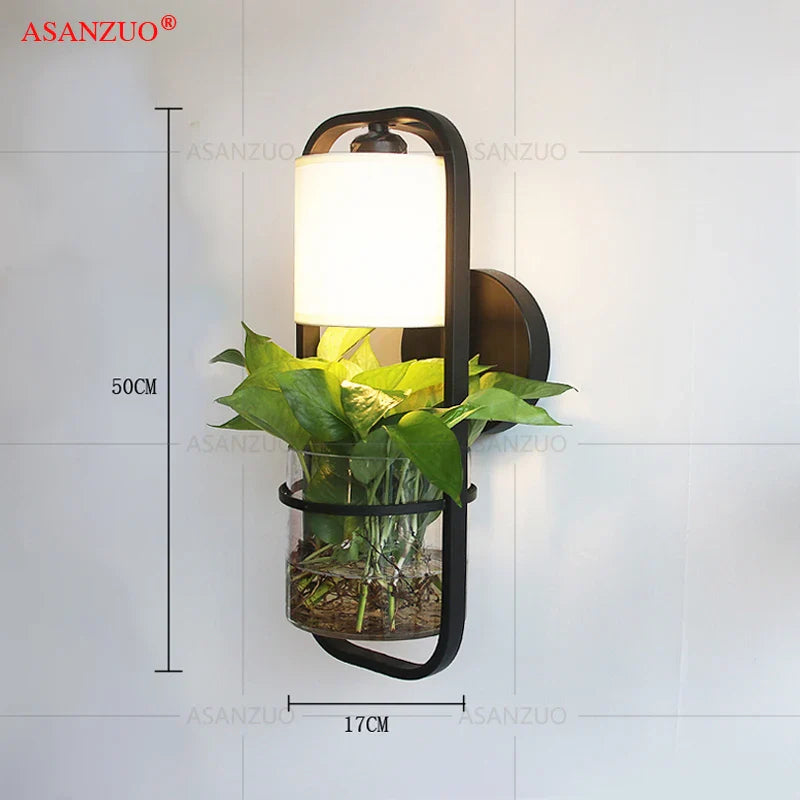 Afralia™ Modern Iron & Glass Plant Wall Lamp for Home, Restaurant, Bar, and Hotel