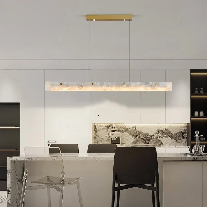 Afralia™ Marble Strip Pendant Light: Luxury Natural Stone Dining Table Chandelier