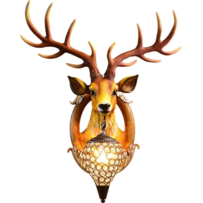 Afralia™ Modern Deer Head LED Wall Sconce Light for Luxury Living Room Decor