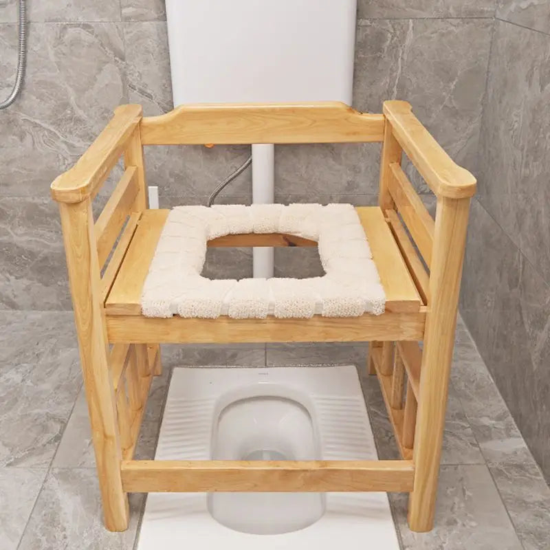 Afralia™ Solid Wood Squatting Pit Toilet Chair for Elderly, Pregnant Women, and Disabled