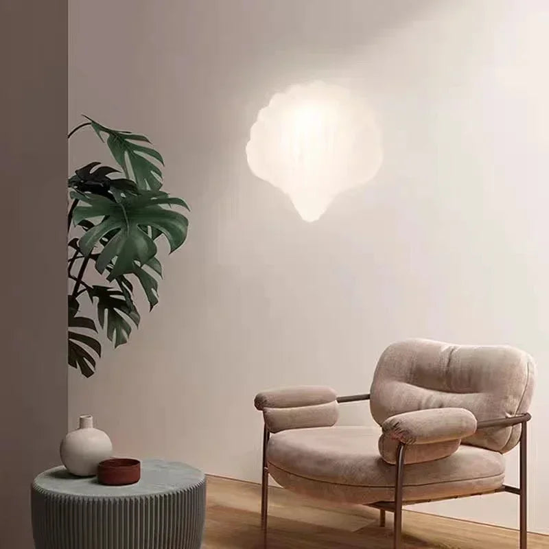 Afralia™ Minimalist White Shell Glass Wall Lamps LED Lights for Home Decor