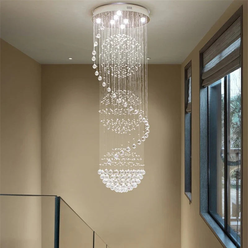 Afralia™ Spiral Crystal Chandelier: Luxury Lighting for Living Room & Staircase