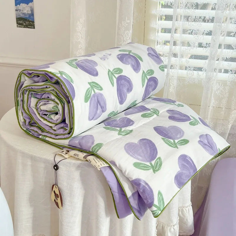 Afralia™ Cartoon Summer Blanket, Pure Cotton Soybean Fiber, Student Single Double Bed