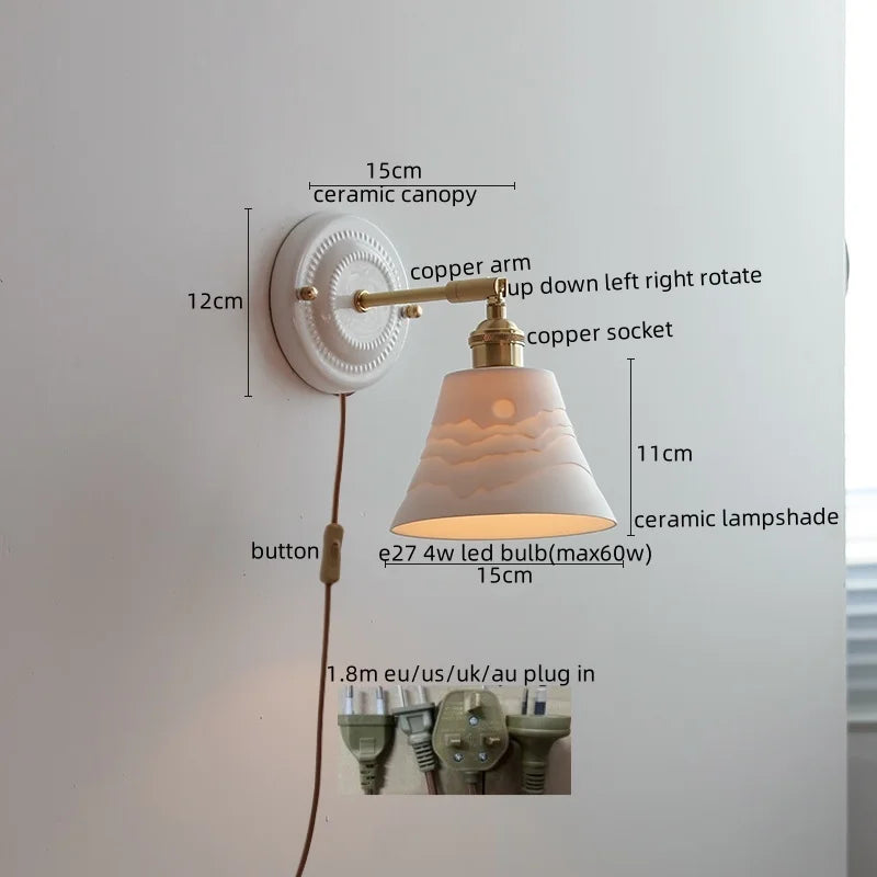 Afralia™ Nordic Style LED Wall Lights Ceramic Bedroom Living Room Modern Lamparas