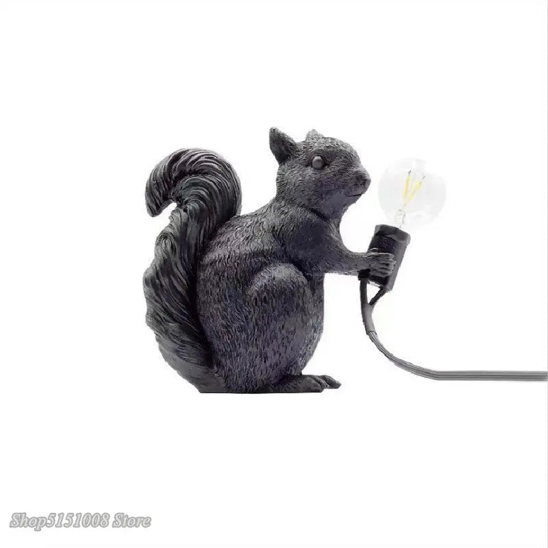 Afralia™ Squirrel Resin LED Table Light Mini Night Lamp for Home Decor