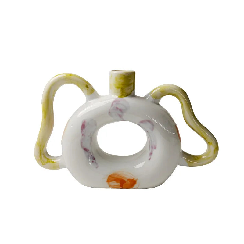 Afralia™ Abstract Handle Ceramic Vase for Floral Arrangements and Home Decoration