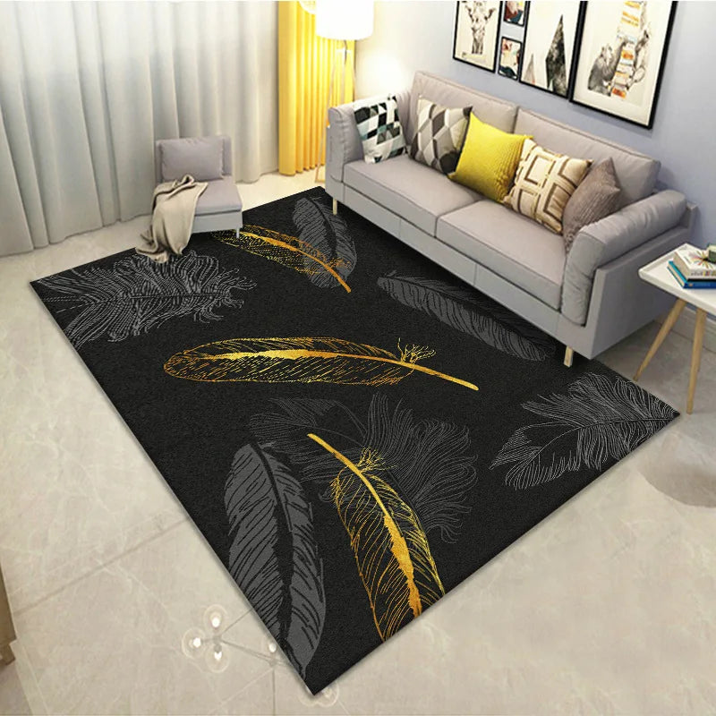 Feather Print Velvety Home Carpets by Afralia™: Quality Rugs for Living Room and Bedroom