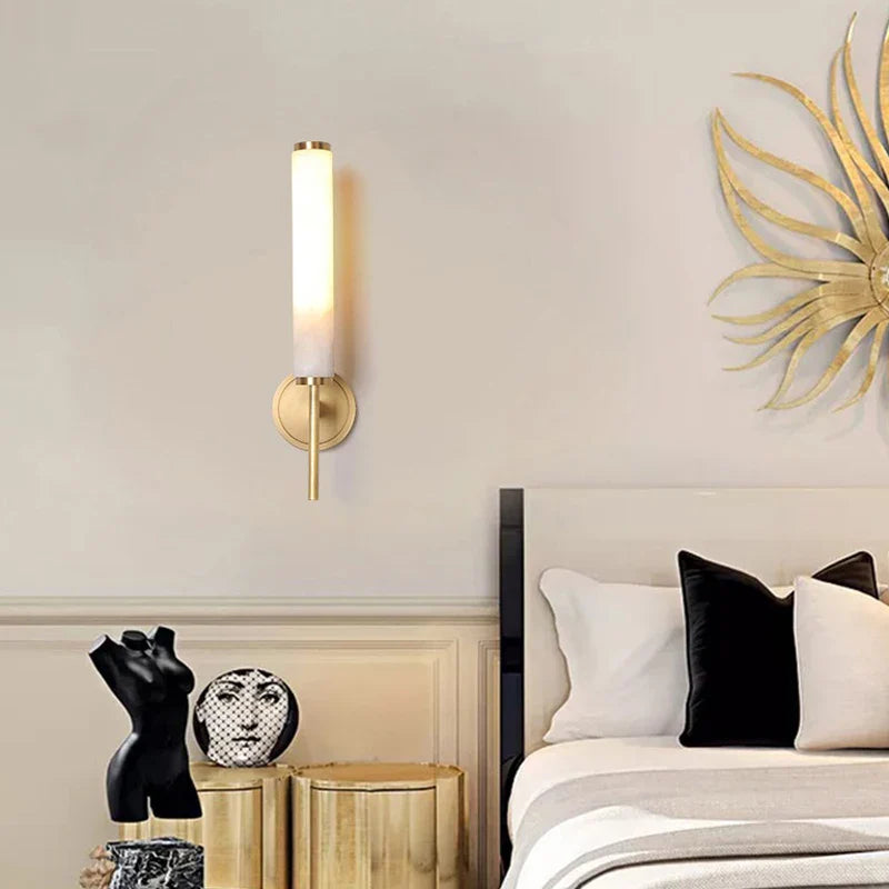 Afralia™ Elegant Marble Copper Wall Sconce for Living Room and Bedroom Lighting