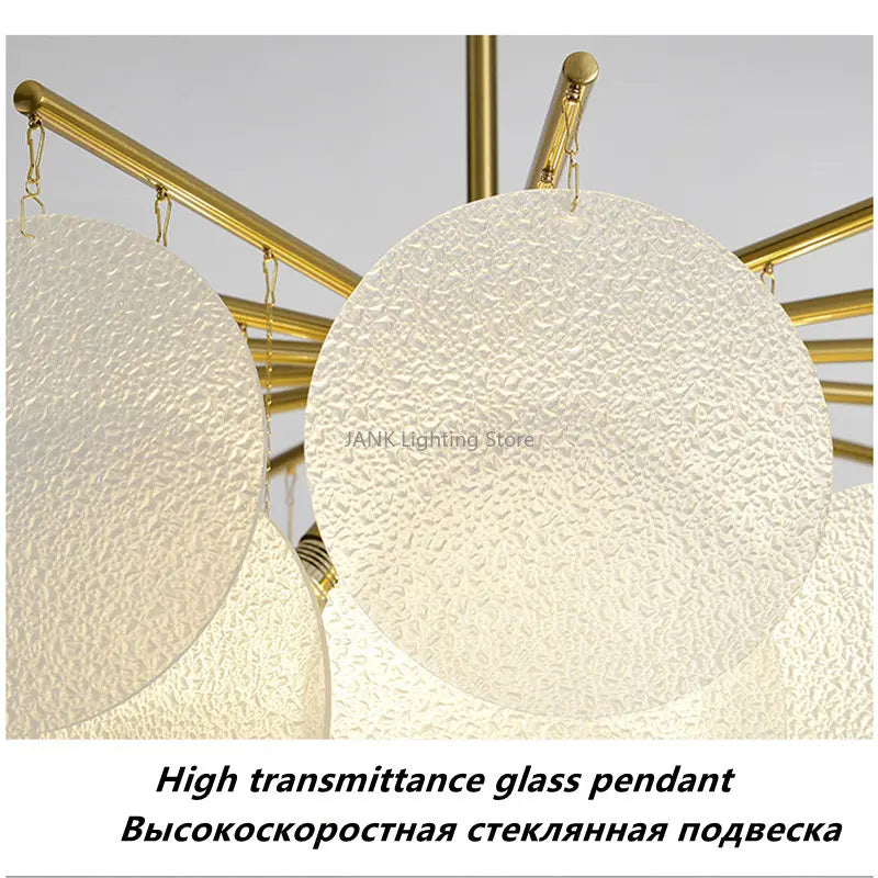 Afralia™ Glass LED Chandelier 50cm Diameter for Living Room, Dining, Island - Lighting Fixtures