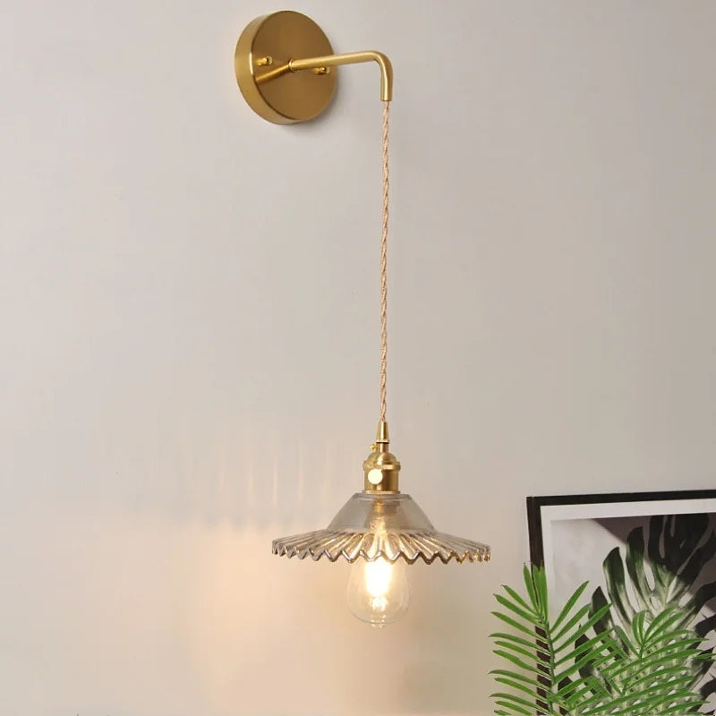 Afralia™ White Glass LED Wall Lamp with Pull Chain Switch - Modern Nordic Design