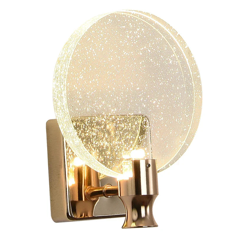 Afralia™ Crystal Glass Gold LED Wall Lamp for Modern Luxury Lighting in Living Bedroom Bedside Aisle