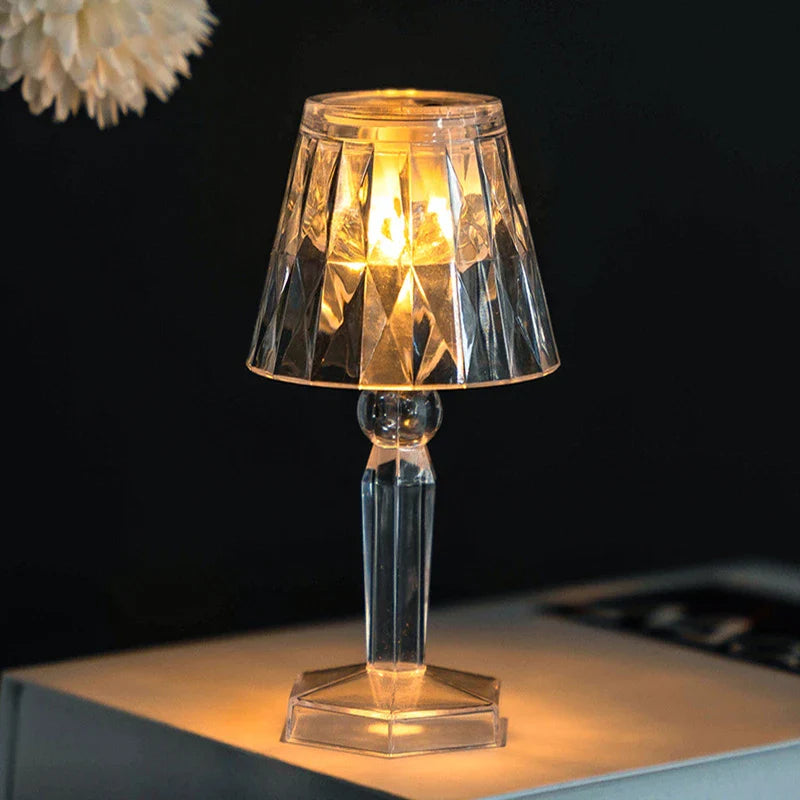 Afralia™ Crystal Diamond LED Night Light Table Lamp for Bedroom Reading