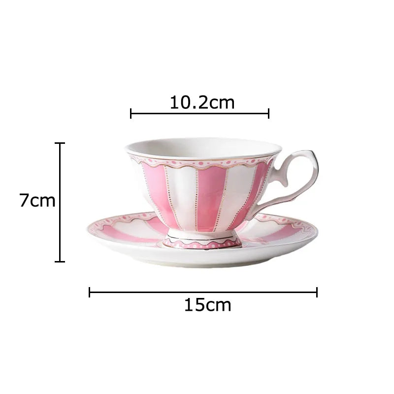 Afralia™ Ceramic Polka Dot Cup&Saucer Set - Gold Finish Tea Coffee Mug Fruit Juice