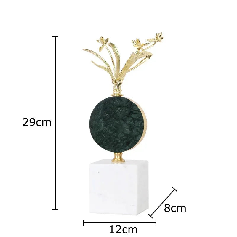 Afralia™ Gold-plated Flower Crystal Sculpture Desk Decoration Modern Crafts Room Decor