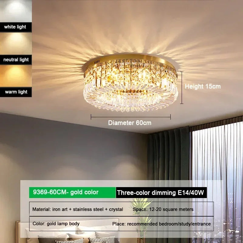 Afralia™ Crystal Glass Round LED Ceiling Light - Luxury Indoor Lighting Solution