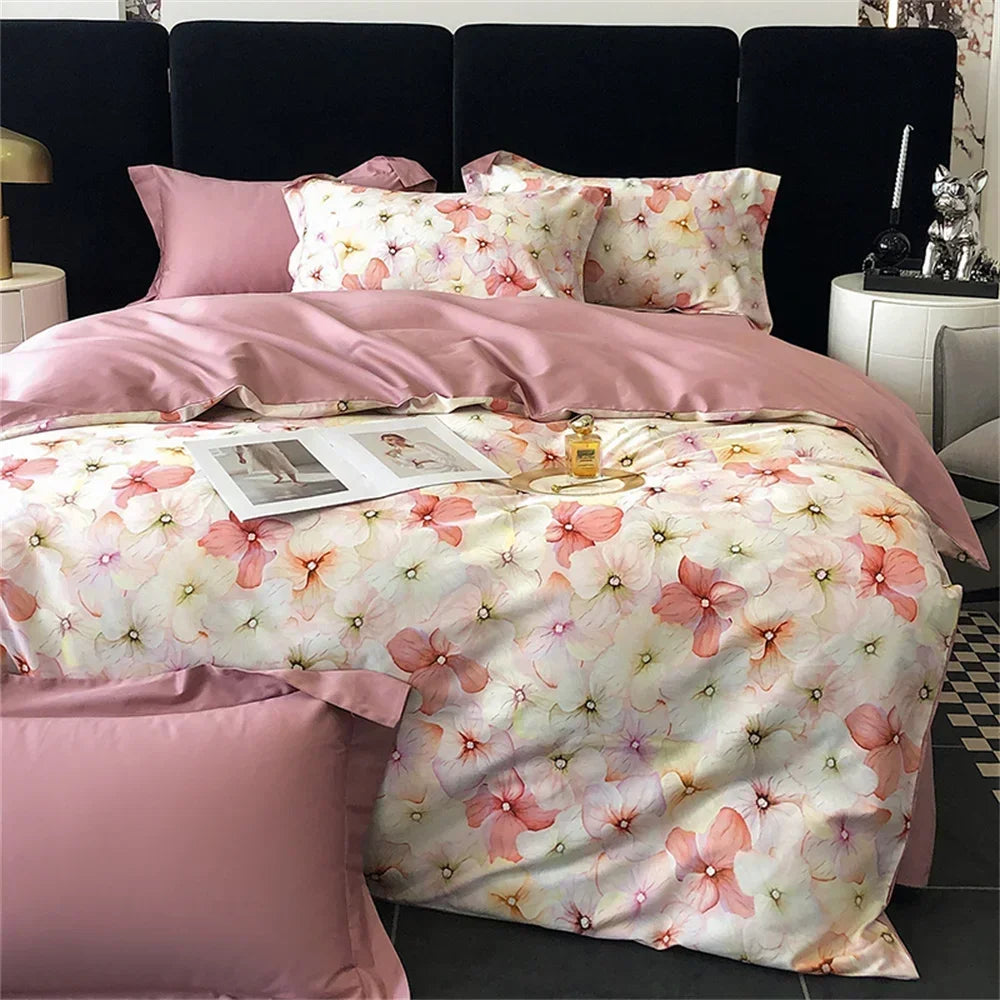 Afralia™ Colorful Egyptian Cotton Bedding Set: Sheet, Pillowcase, Duvet Cover - Queen King Full Size